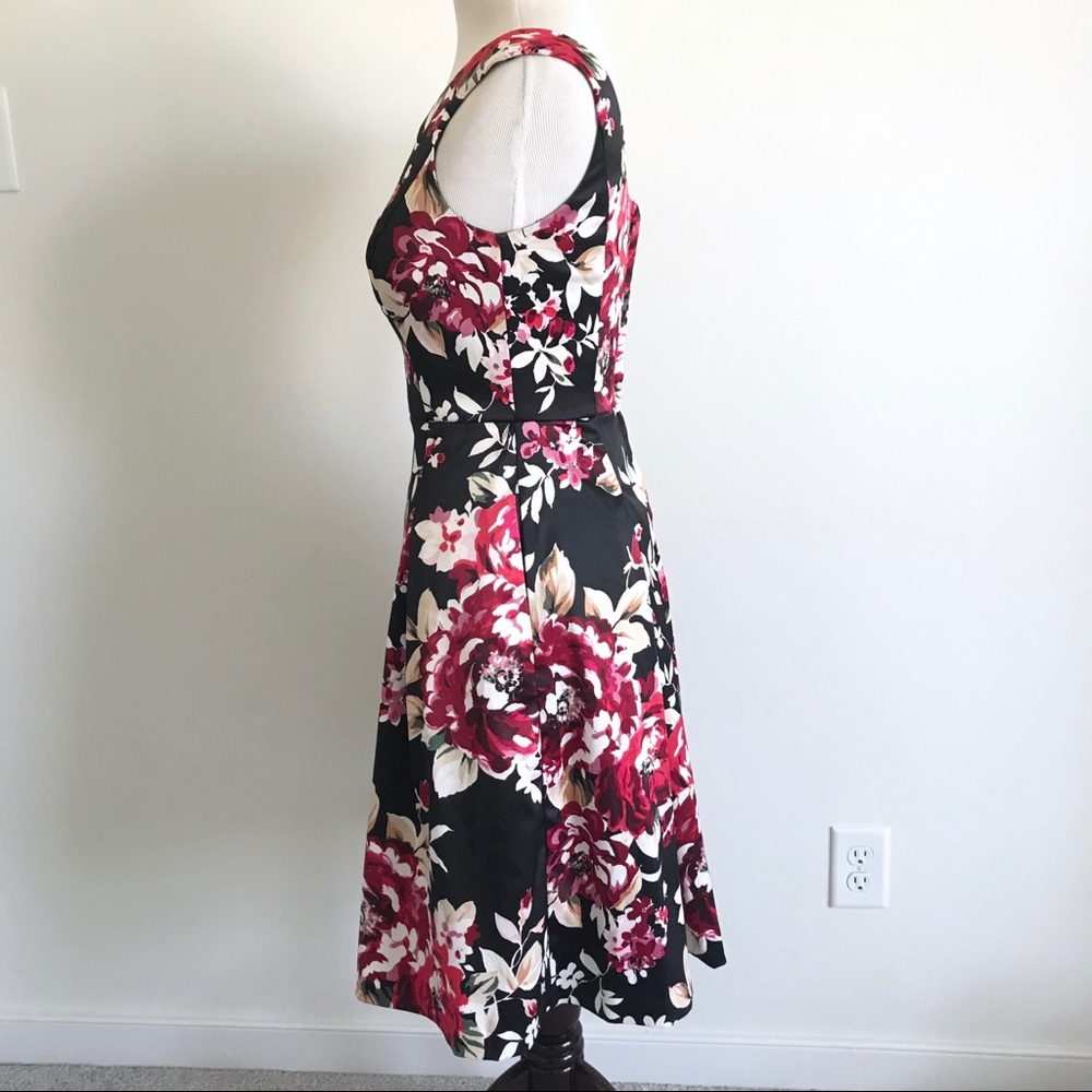 White House Floral Silky Fit and Flare Dress - Picture 2 of 6